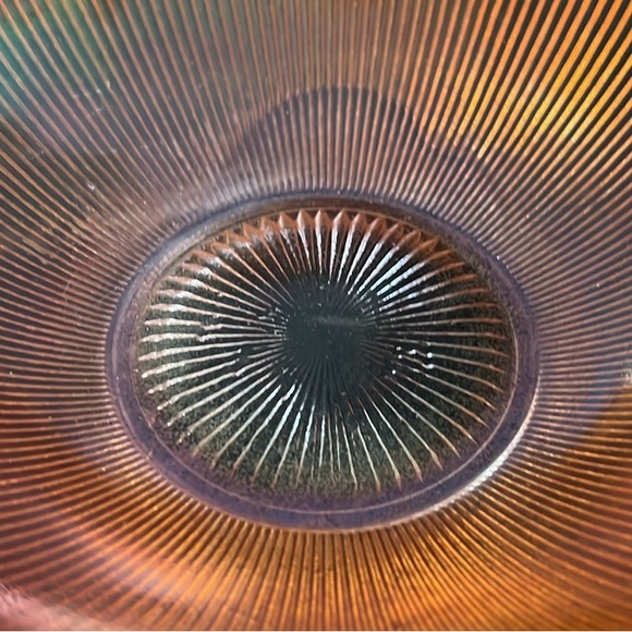 Antique 1928 Jeannette Glass Marigold Floral + Ribbed Carnival Glass Bowl - Picture 8 of 10